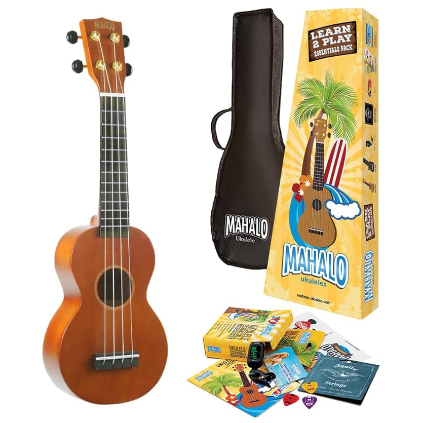 Mahalo Learn 2 Play Essentials Pack Soprano Ukulele Seti (Kahverengi)