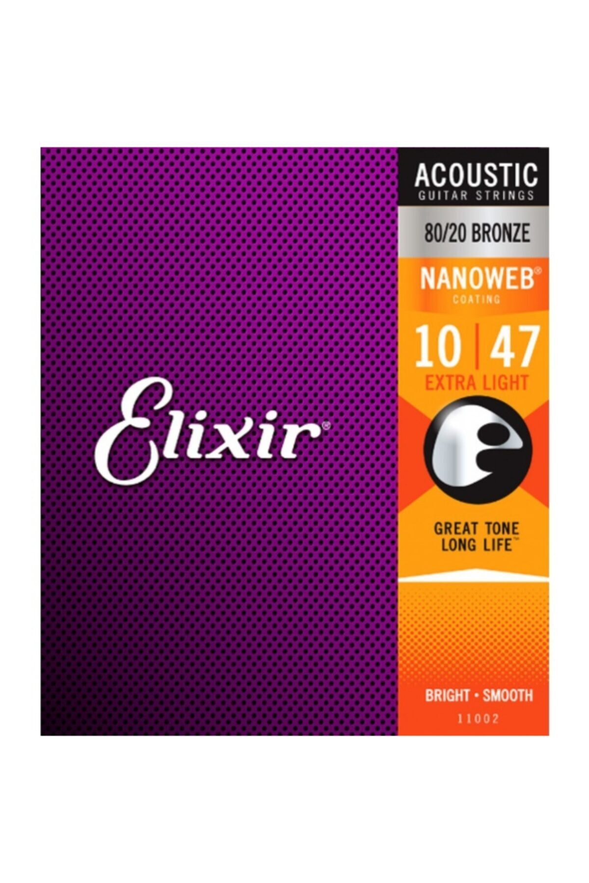 Elixir 11002 Extra Light Nanoweb 80/20 Bronze Akustik Gitar Teli (10-47)