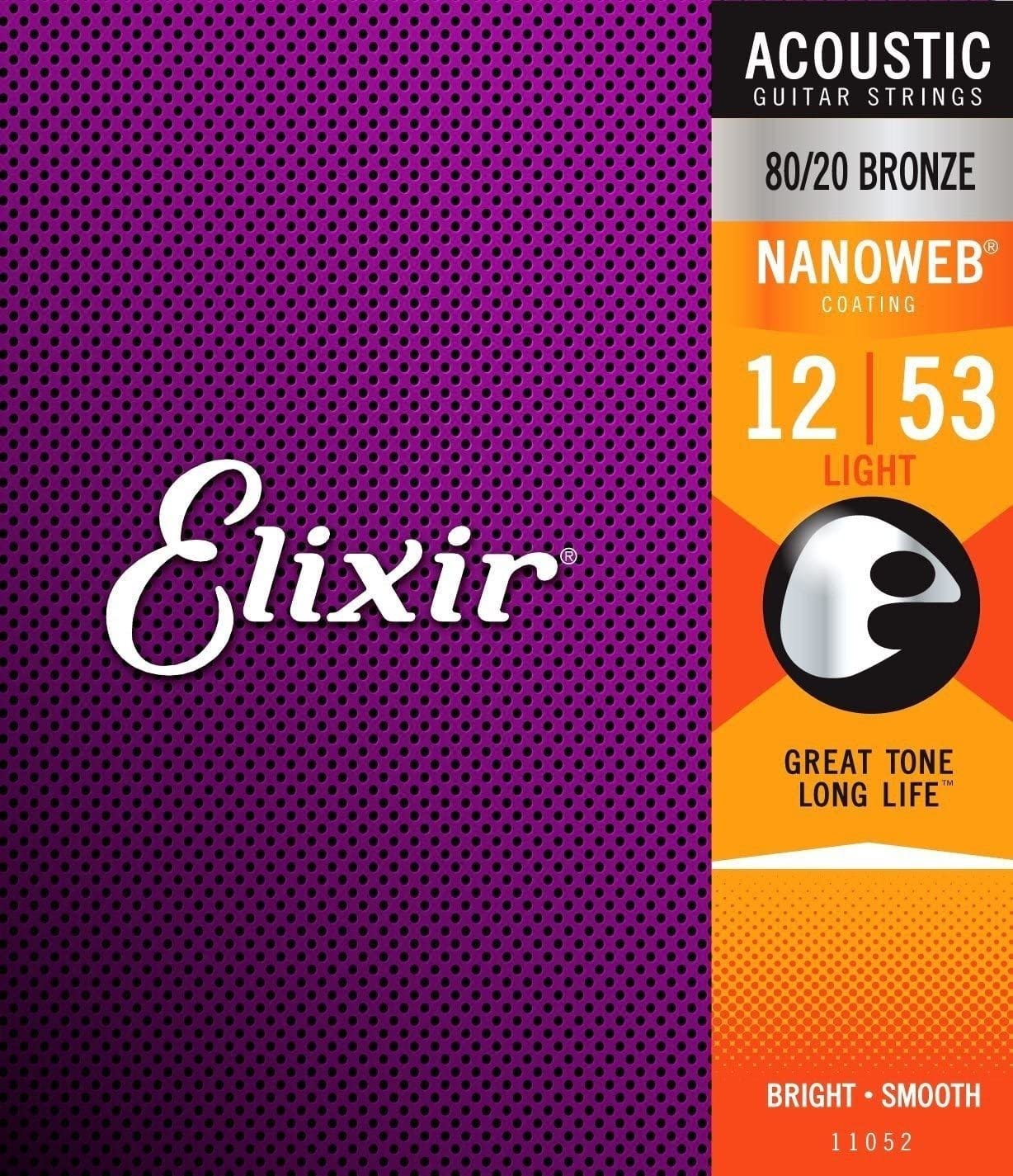 Elixir Akustik Gitar Teli 80/20 Bronz Nanoweb 12-53 Bright Focused Smooth