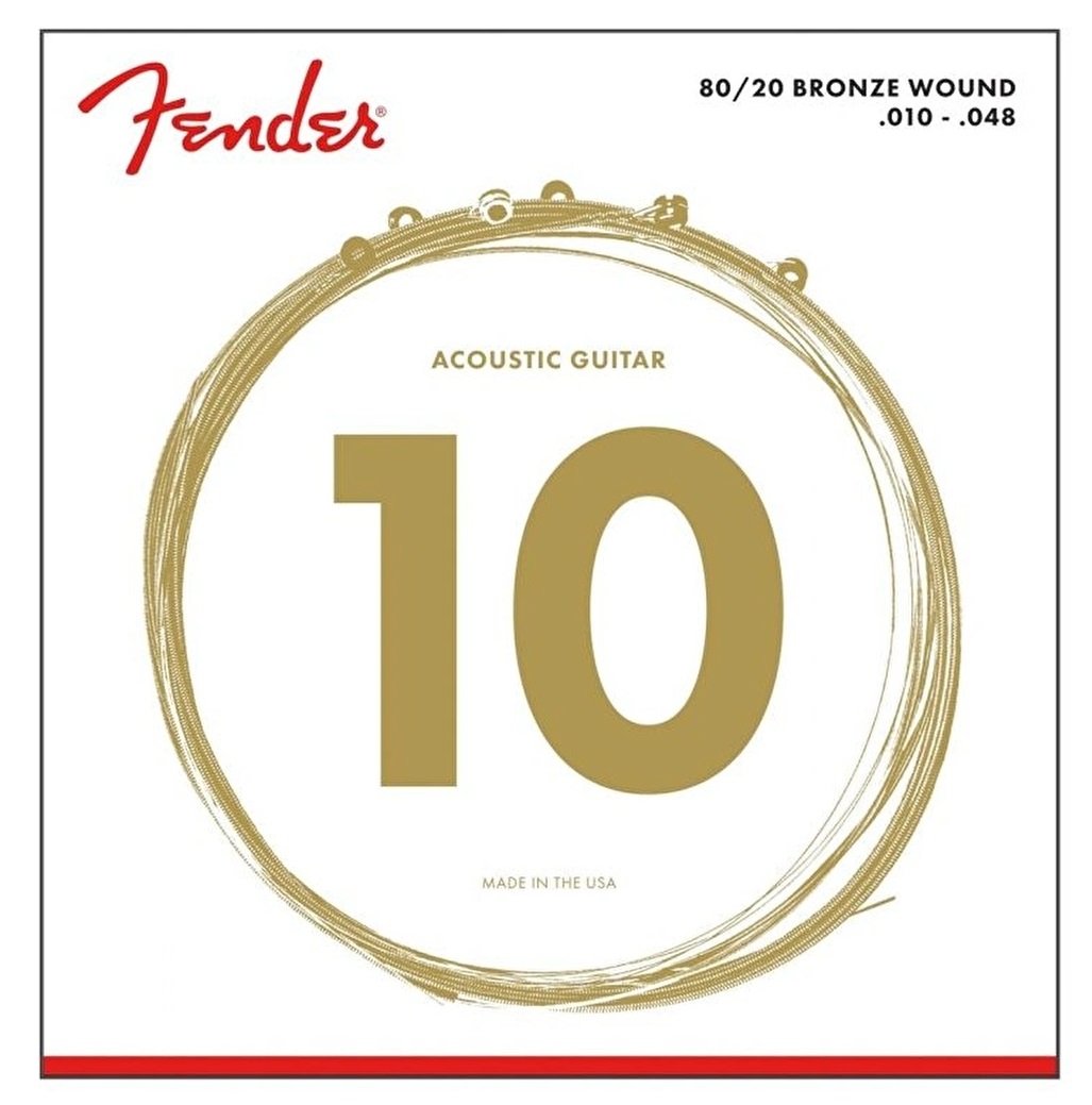 Fender 80/20 Bronze Acoustic Strings 70XL .010-.048 Gauges String Sets - Bronz Akustik Gitar Teli