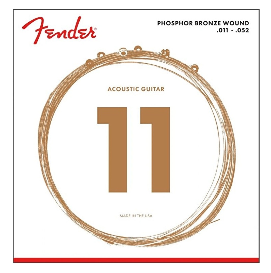 Fender Phosphor Bronze Wound Acoustic Guitar Strings .011-.050 Gauges String Sets - Fosfor Bronz Akustik Gitar Teli