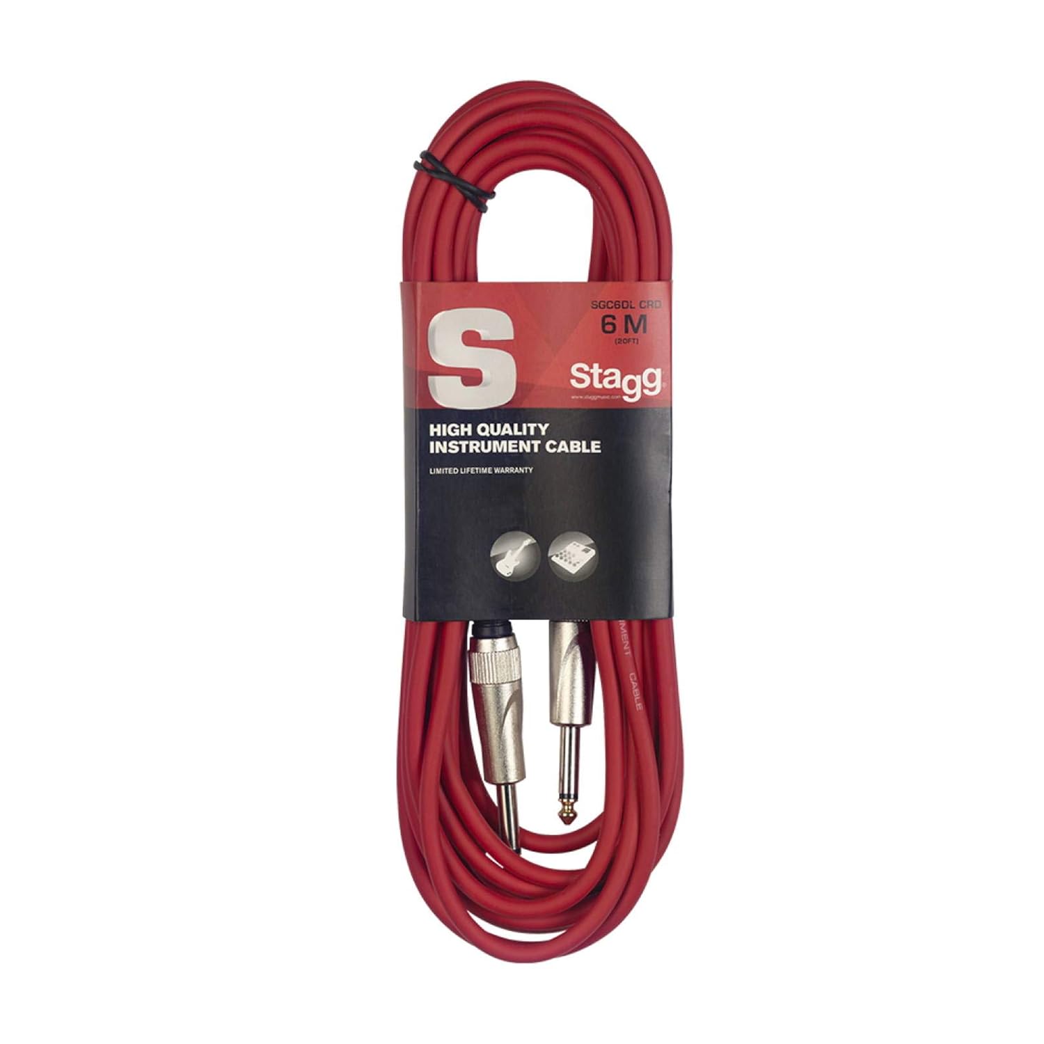 Stagg SGC6DL Enstrüman Kablosu Jack Kırmızı 6 M
