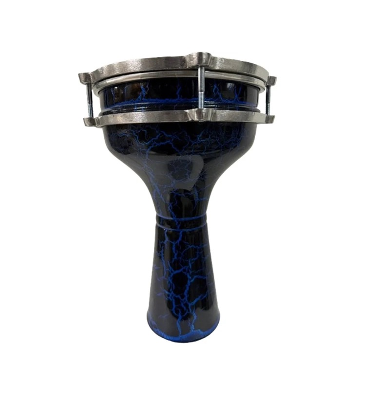 Vatan Yüzüklü Darbuka Mavi Çatlak Desenli