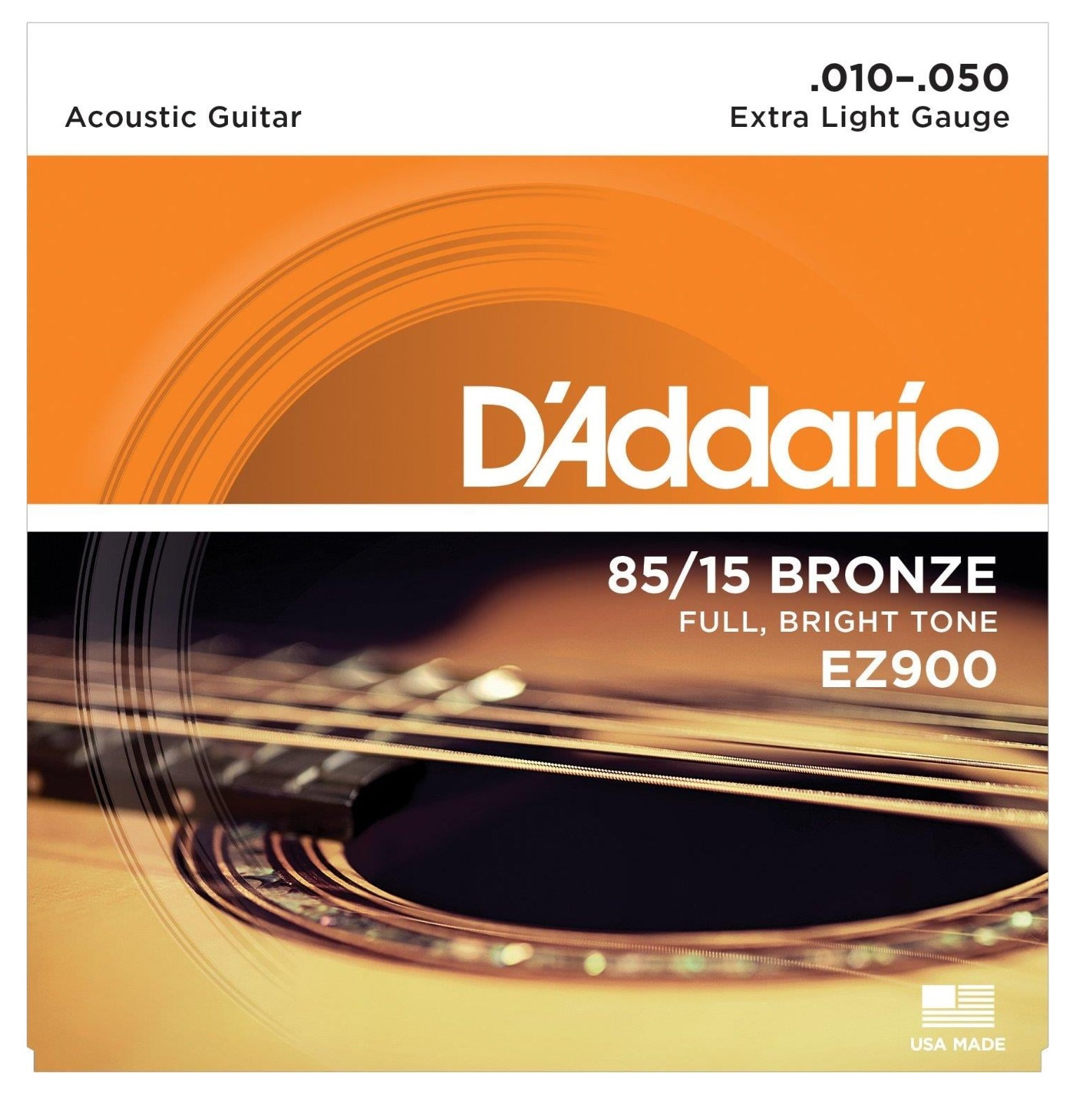 Daddario EZ900 85/15 Bronze Akustik Gitar Teli (010-050) Extra Light Gauge Full Bright Tone
