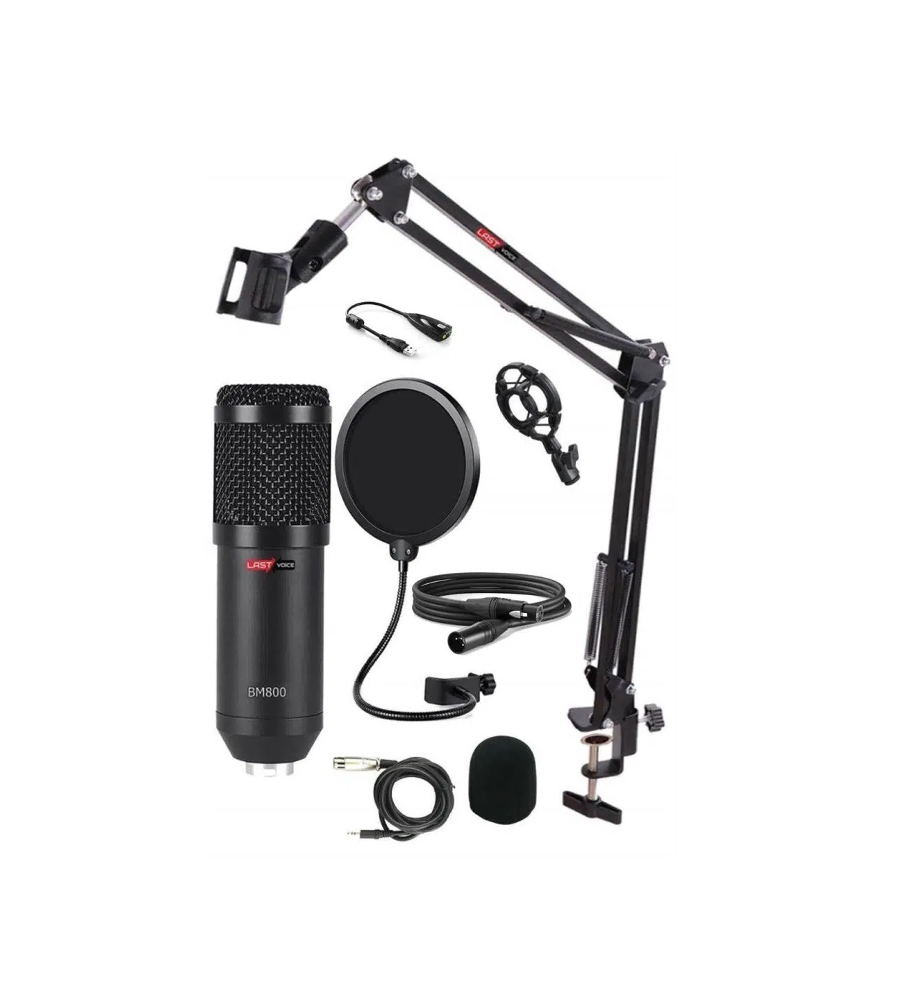 Lastvoice BM800 Pack 3X Profesyonel Condenser Mikrofon + Shock Mount + Stand + Pop Filtre